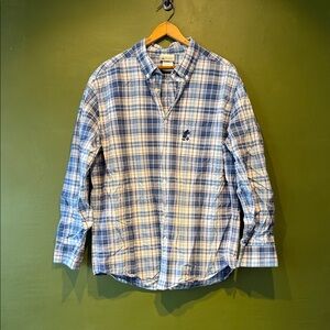 Vintage Disney Men's Blue Plaid Oxford Button Down Shirt